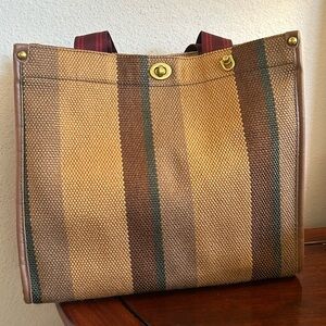 Striped Brown and Tan Tote Bag